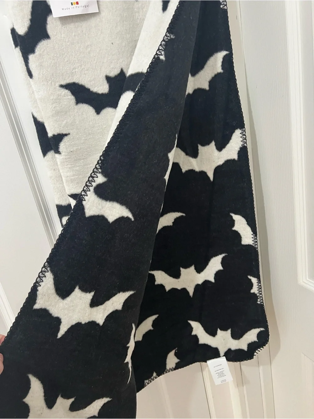 Reversible Black & White Bat Throw Blanket